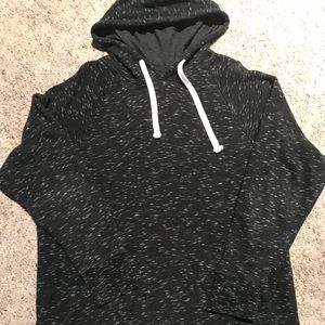 Comfy white speckled black hoodie